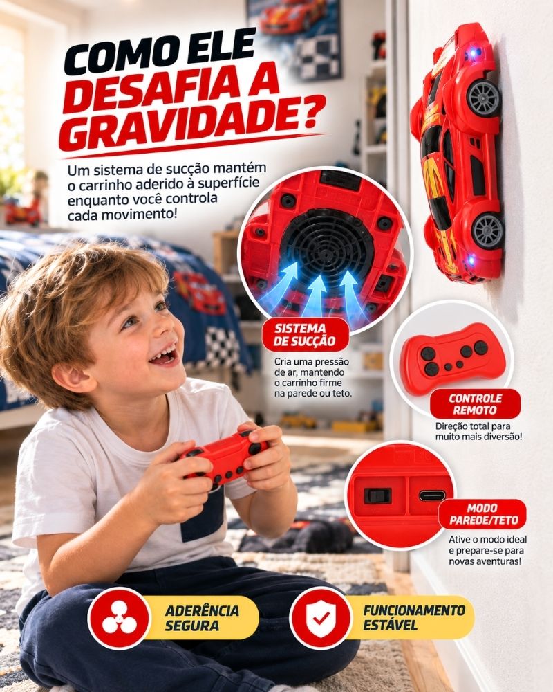 GravityCar™ — Carrinho Antigravidade com Controle Remoto