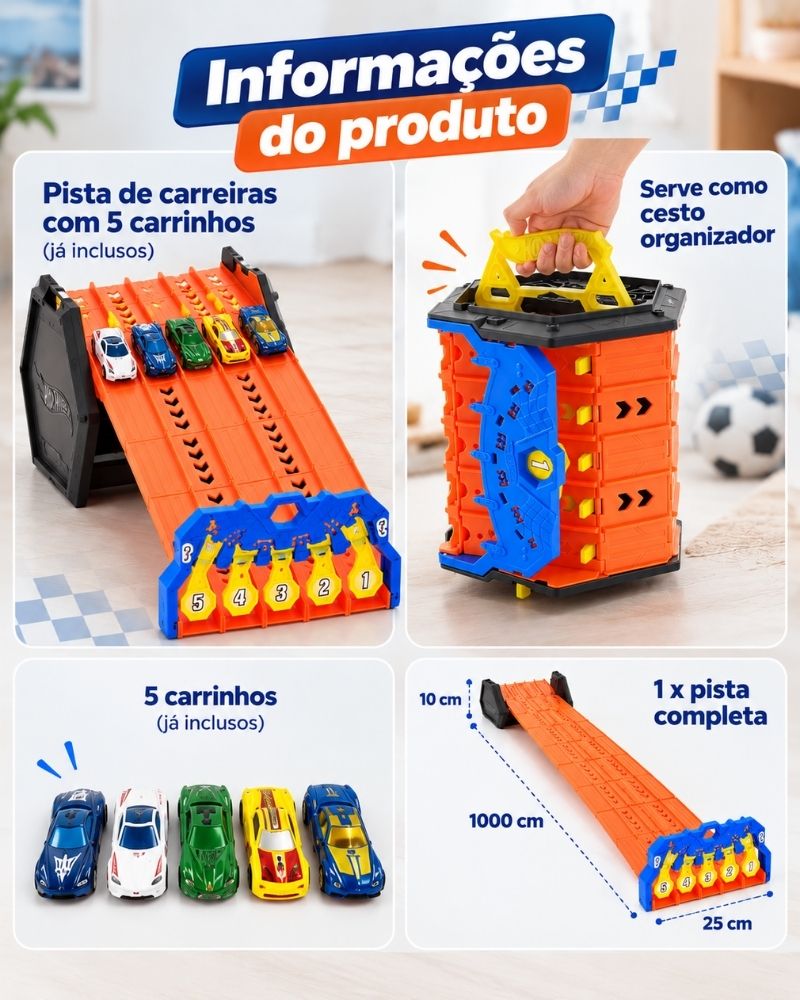 SpeedWheels™ — Pista de Corrida 5 Carrinhos