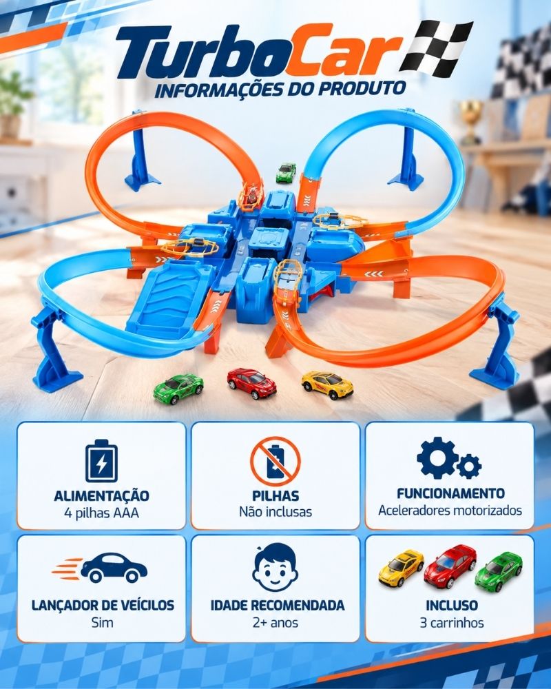 TurboCar™ – Mega Pista Radical | 3 Carrinhos