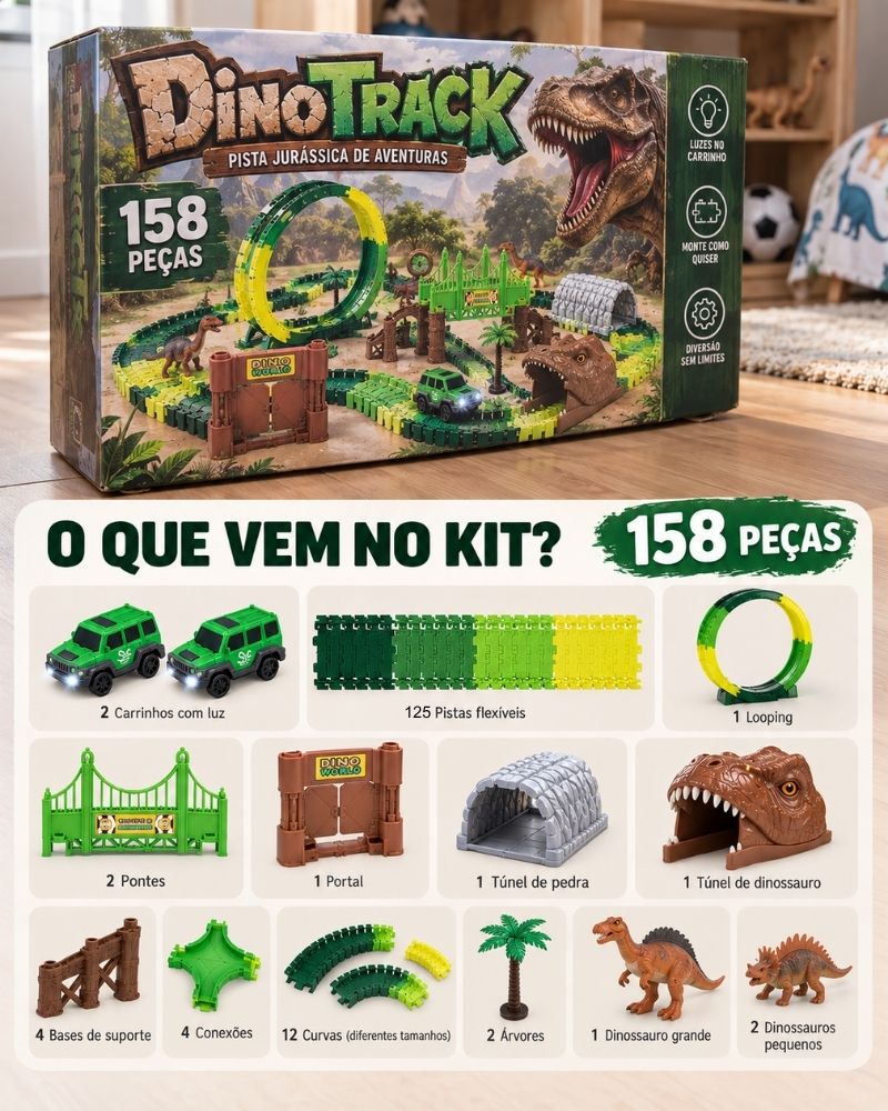 DinoTrack™ – Aventura Jurássica 158 Peças