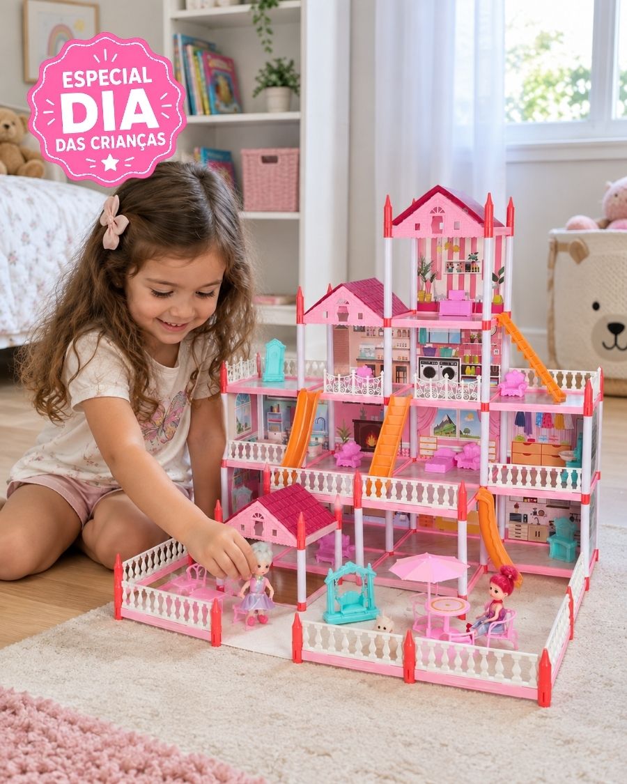 BellaHouse™ – A Mansão Encantada de 4 Andares com 14 Acessórios